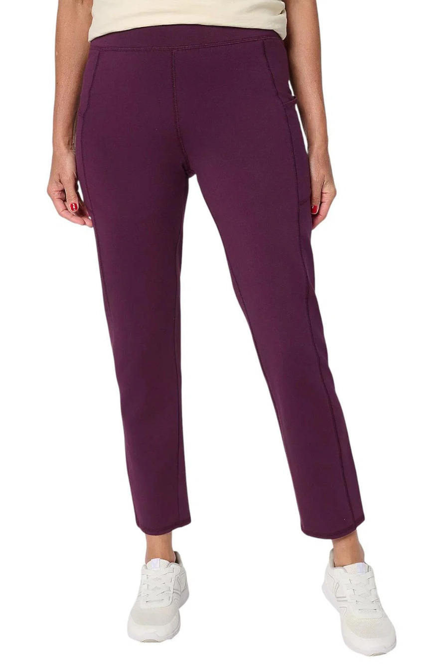 Denim & Co. Women's Duo Stretch Slim Straight Ankle Pant Wine - Regular